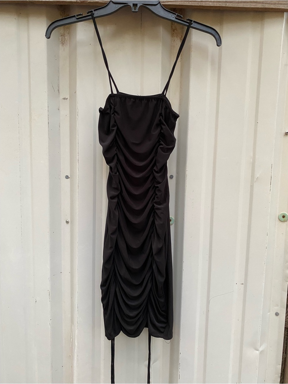 Black Ruched Spaghetti Strap Bodycon Dress | MRT 1030| Size M